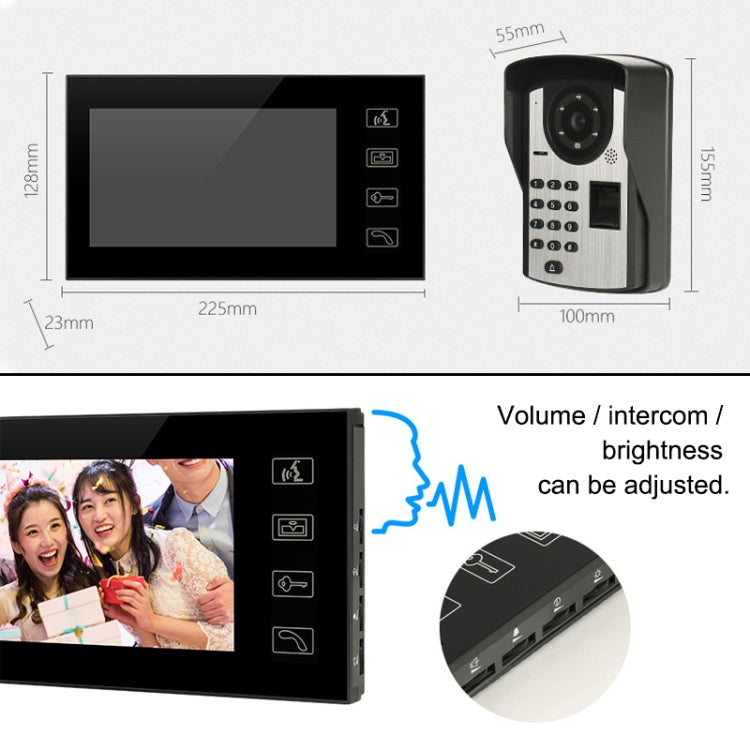 SYSD-806FD11 Rainproof Sunscreen Smart Video Doorbell with 7 inch HD Touch Screen, Support Infrared Night Vision & Password / Fingerprint / Remote Unlocking & Voice Intercom