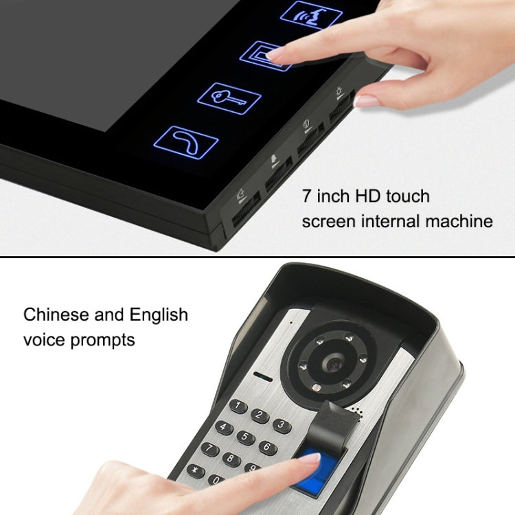 SYSD-806FD11 Rainproof Sunscreen Smart Video Doorbell with 7 inch HD Touch Screen, Support Infrared Night Vision & Password / Fingerprint / Remote Unlocking & Voice Intercom
