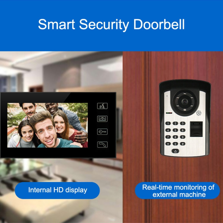 SYSD-806FD11 Rainproof Sunscreen Smart Video Doorbell with 7 inch HD Touch Screen, Support Infrared Night Vision & Password / Fingerprint / Remote Unlocking & Voice Intercom