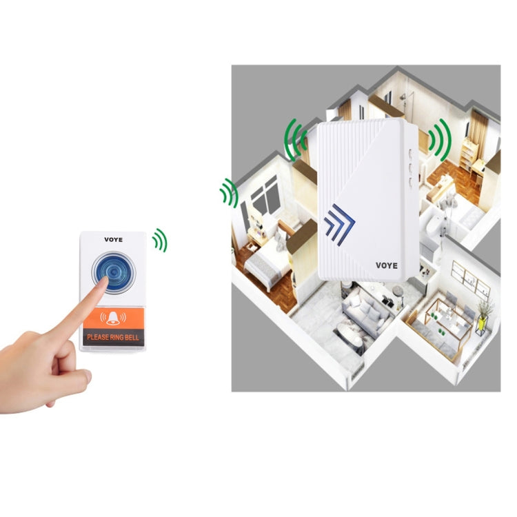 VOYE V022A Home Music Remote Control Wireless Doorbell with 38 Polyphony Sounds (White)