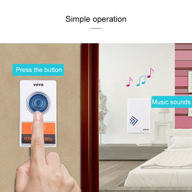 VOYE V022A Home Music Remote Control Wireless Doorbell with 38 Polyphony Sounds (White)