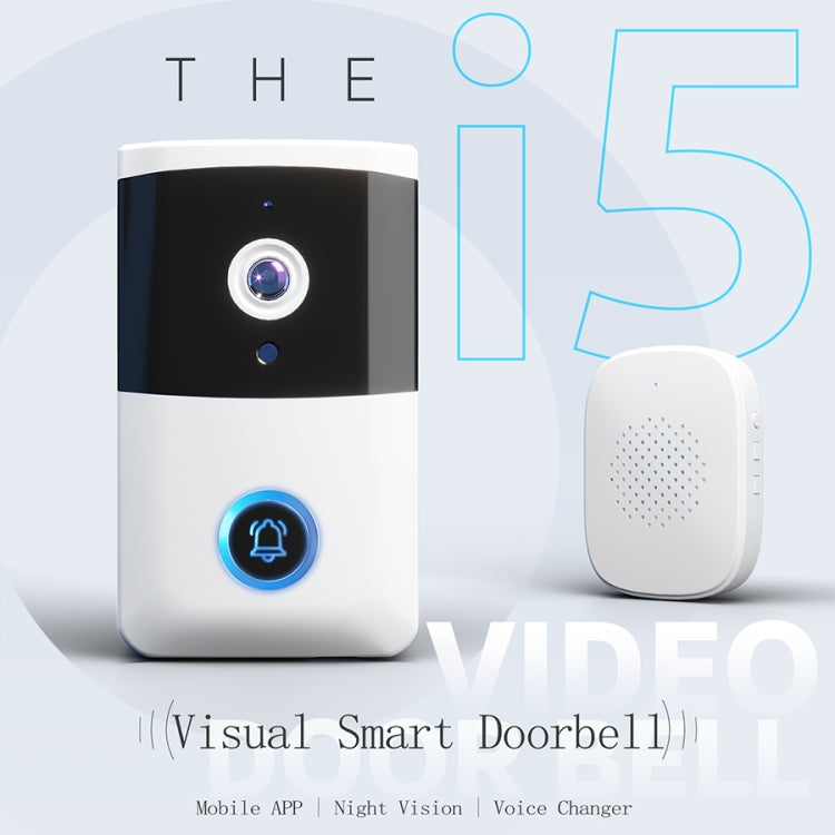 DoorBell i5 Smart Doorbell HD Wireless Bluetooth WiFi Security Camera Visual Doorbells Anti-theft Support Bidirectional Voice Intercom  - White