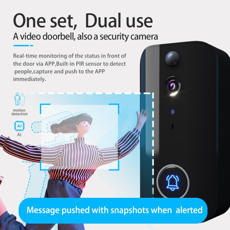 DoorBell i9 Wireless Doorbell Camera, Night vision, Motion Detection, Two-way Intercom  - Black