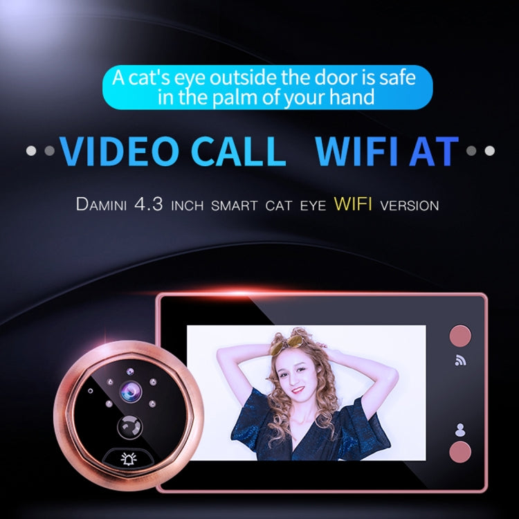 Danmini 4.3 inch WIFI Smart Electronic Cat Eye Home Wireless Doorbell 1 Million Camera Support Infrared Night Vision