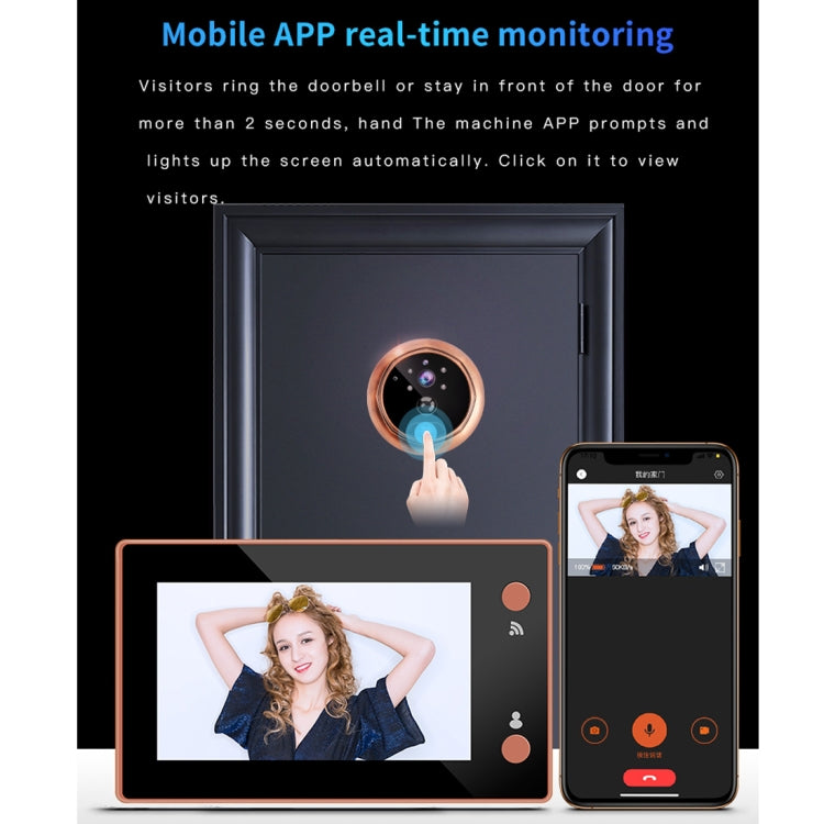 Danmini 4.3 inch WIFI Smart Electronic Cat Eye Home Wireless Doorbell 1 Million Camera Support Infrared Night Vision