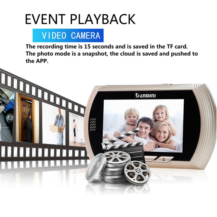 Danmini YB-43HD-MW 4.3 inch Screen WiFi Camera Video Alarm Smart Digital Door Viewer, Support TF Card & Motion Detect & Infrared Night Vision