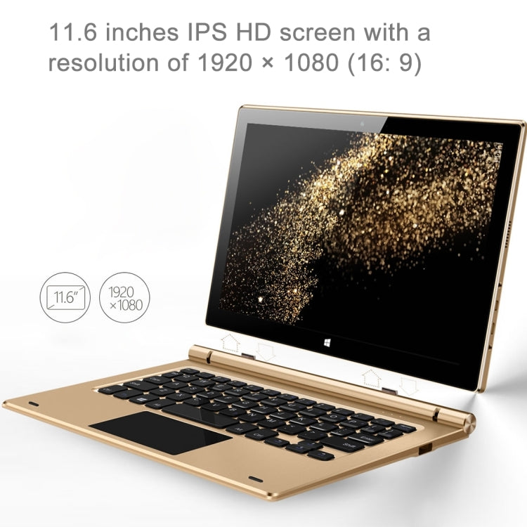 ONDA oBook 11 Plus Tablet, 11.6 inch, 4GB+32GB, CE / FCC / ROHS / WEEE Certificated, Front Camera, Windows 10 OS, Intel Cherry Trail X5-Z8300 1.84GHz, Support 128GB Micro SD / TF Card, WiFi, Bluetooth 4.0, Keyboard Not Included(Champagne Gold)
