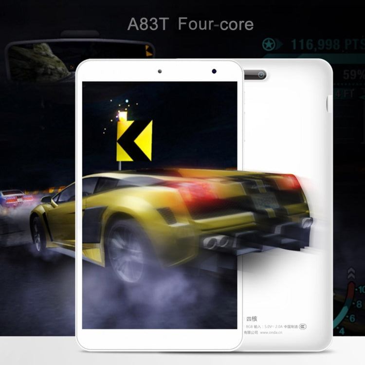 ONDA V80 Tablet, 8.0 inch, 1GB+8GB, CE / FCC / ROHS / WEEE Certificated, Dual Camera, Android Lollipop 5.1 OS, AllWinner A64 Quad-core 1.3GHz, Support 4K Video Decoding, 128GB Micro SD / TF Card, WiFi, Bluetooth, Micrcast Connecting(White)