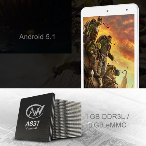 ONDA V80 Tablet, 8.0 inch, 1GB+8GB, CE / FCC / ROHS / WEEE Certificated, Dual Camera, Android Lollipop 5.1 OS, AllWinner A64 Quad-core 1.3GHz, Support 4K Video Decoding, 128GB Micro SD / TF Card, WiFi, Bluetooth, Micrcast Connecting(White)