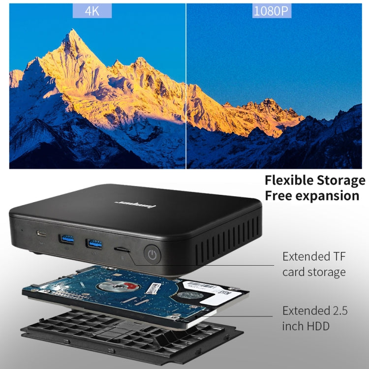 Jumper EZBox N4 Mini PC, Intel Gemini Lake N4100 Processor Quad Core up to 2.4GHz, RAM: 4GB, ROM: 64GB, Support HDMI / VGA