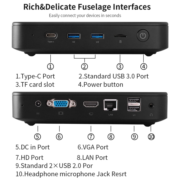 Jumper EZBox N4 Mini PC, Intel Gemini Lake N4100 Processor Quad Core up to 2.4GHz, RAM: 4GB, ROM: 64GB, Support HDMI / VGA