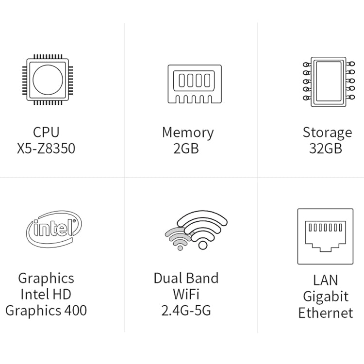 Jumper EZBox Z8 Mini PC, Intel Atom X5-Z8350 Processor Quad Core up to 1.92GHz, RAM: 2GB, ROM: 32GB, Support HDMI / VGA