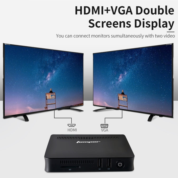 Jumper EZBox Z8 Mini PC, Intel Atom X5-Z8350 Processor Quad Core up to 1.92GHz, RAM: 2GB, ROM: 32GB, Support HDMI / VGA