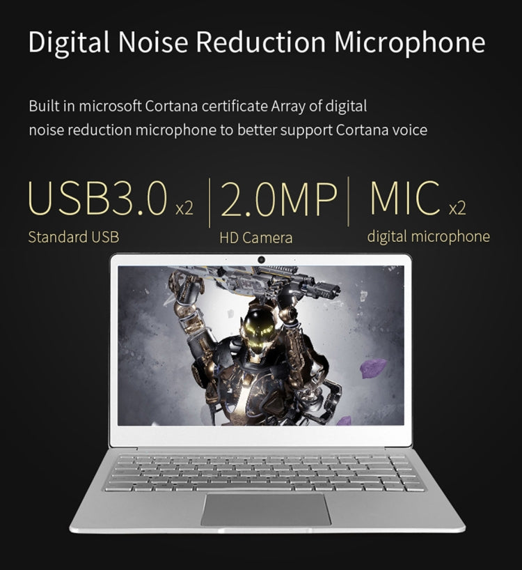 Jumper EZbook X4 Laptop, 14 inch, 4GB+128GB SSD, 9200mAh Battery, Windows 10 Intel Gemini Lake N4100 up to 2.4GHz, Support TF Card & Dual Band WiFi & HDMI(Silver)