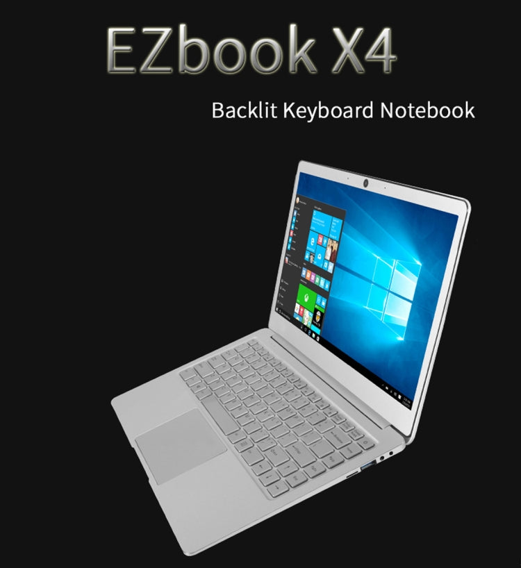 Jumper EZbook X4 Laptop, 14 inch, 4GB+128GB SSD, 9200mAh Battery, Windows 10 Intel Gemini Lake N4100 up to 2.4GHz, Support TF Card & Dual Band WiFi & HDMI(Silver)