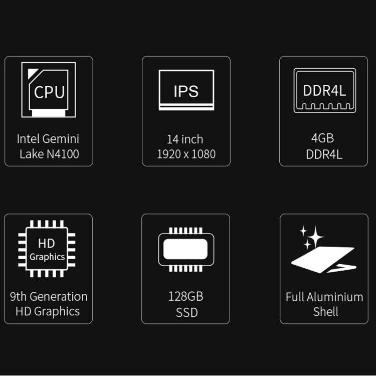 Jumper EZbook X4 Laptop, 14 inch, 4GB+128GB SSD, 9200mAh Battery, Windows 10 Intel Gemini Lake N4100 up to 2.4GHz, Support TF Card & Dual Band WiFi & HDMI(Silver)