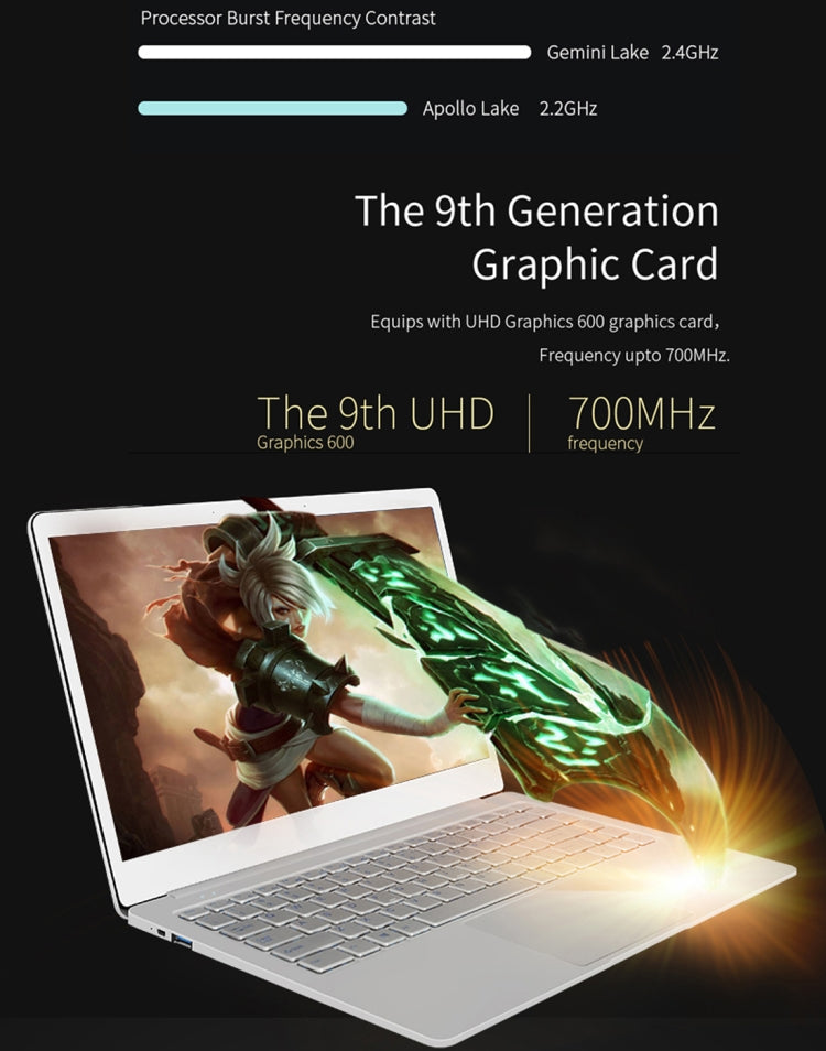 Jumper EZbook X4 Laptop, 14 inch, 4GB+128GB SSD, 9200mAh Battery, Windows 10 Intel Gemini Lake N4100 up to 2.4GHz, Support TF Card & Dual Band WiFi & HDMI(Silver)