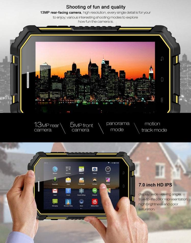 Vkworld V6 Proofing 4G Phone Call Tablet PC 16GB, IP67 Waterproof, Shockproof, Dustproof, 7.0 inch Android 4.4.4, MTK8732VC Quad Core 1.3GHz, RAM: 2GB