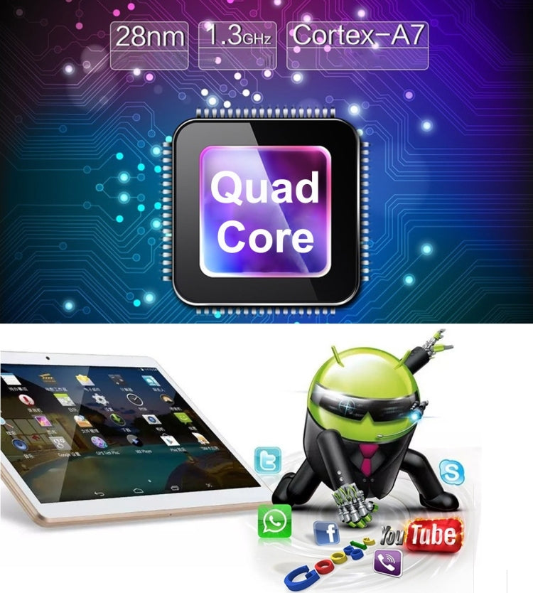Sosoon C96 3G Phone Call Tablet PC 16GB, 9.6 inch Android 4.4, MT6582 Quad Core 1.3GHz, RAM: 1GB