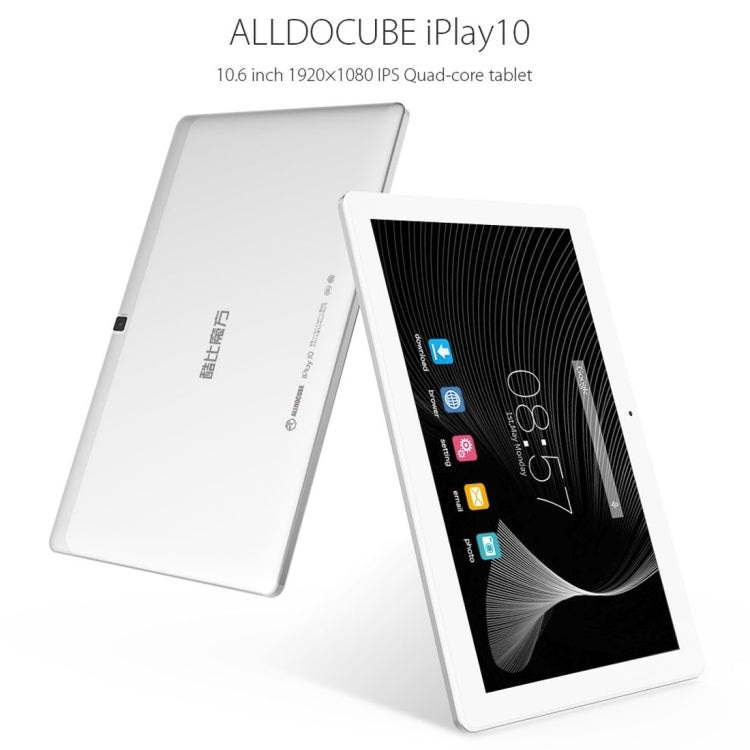 ALLDOCUBE iPlay 10 U83 Tablet PC, 10.6 inch, 2GB+32GB, Android 6.0 MT8163 Quad Core 1.3GHz, Support OTG & GPS  & FM & Bluetooth & Dual Band WiFi (White + Silver)
