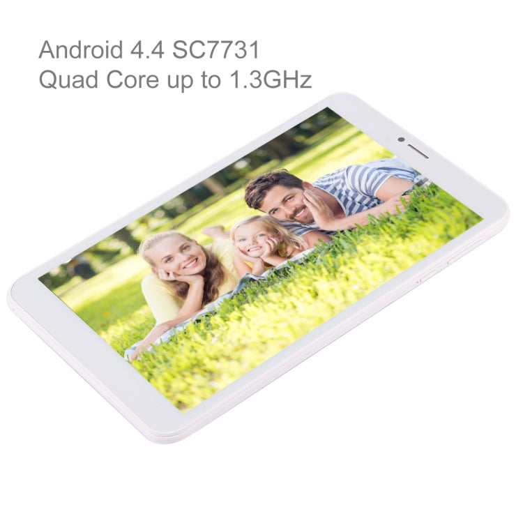 3G Phone Call Tablet PC, 8.0 inch, 1GB+8GB, Android 4.4 SC7731 Quad Core up to 1.3GHz,  OTG, WiFi, GPS, Bluetooth / FM, Dual SIM(White)