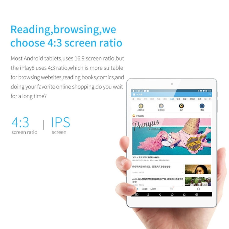 Cube iPlay 8 U78 Tablet PC, 7.85 inch, 1GB+8GB, Android 6.0 MT8163 Quad Core 1.3GHz, Support OTG & GPS  & FM & Bluetooth & Dual Band WiFi  (White + Grey)