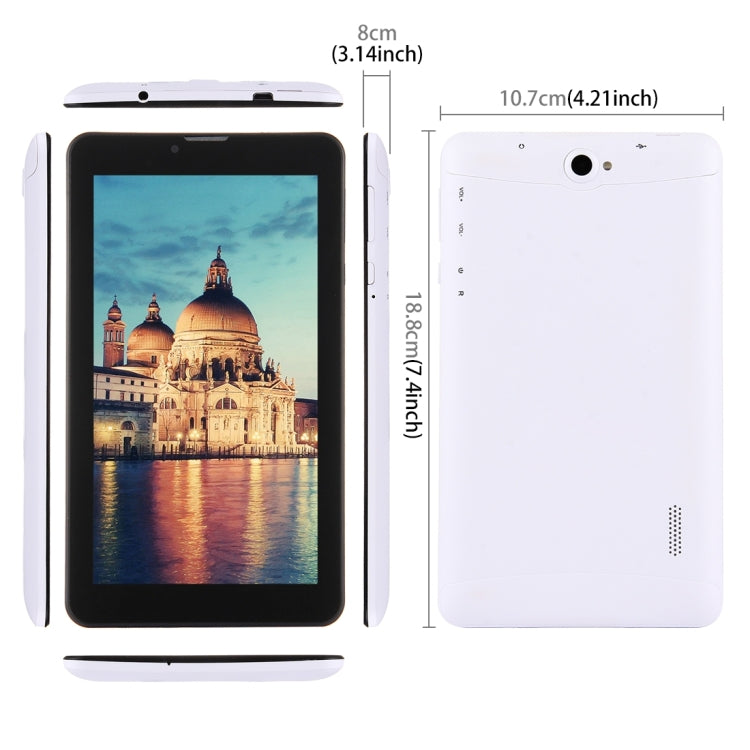 Azpen A734 3G Call Tablet, 7 inch, 1GB+8GB, Android 4.4 SP7731 Quad Core 1.3GHz, Support OTG & GPS & FM & Bluetooth & WiFi (Black + White)