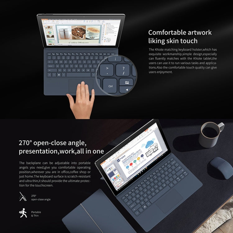 ALLDOCUBE Knote Go 2-in-1 Tablet, 11.6 inch, 4GB+128GB, Windows 10 Intel Apollo Lake N3350 Dual-Core Up to 2.4GHz, Support TF Card & Bluetooth & Dual Band WiFi, with Magnetic Keyboard Leather Case (Black+Gray)