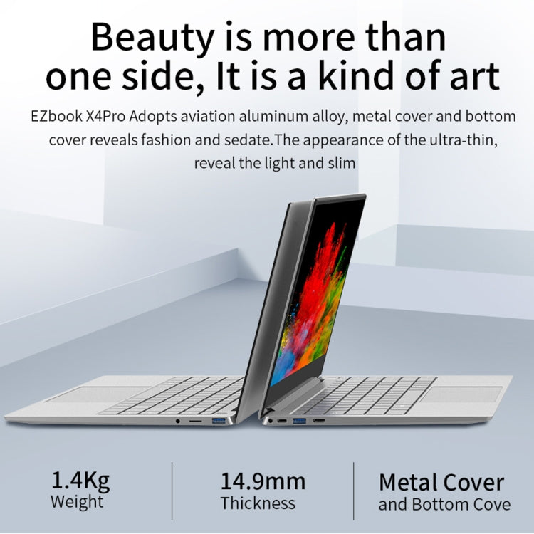 Jumper EZbook X4Pro Laptop, 14.0 inch, 8GB+256GB, Windows 10 Intel BroadWell i3 5005U Dual Core 2.0GHz, Support TF Card & Bluetooth & Dual Band WiFi & Micro HDMI (Twilight Silver)