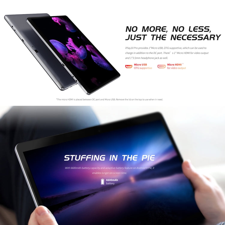 ALLDOCUBE iPlay10 Pro Tablet, 10.1 inch, 3GB+32GB, 6600mAh Battery, Android 9.0 MT8163 Quad Core 1.5GHz, Support Bluetooth & Dual Band WiFi & G-sensor & GPS & Micro HDMI (Black+Grey)