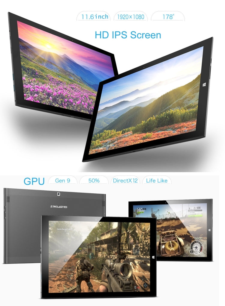 Teclast X3 Pro, 8GB+128GB, 11.6 inch Windows 10 Home Intel Skylake Core M3-6Y30 up to 2.2GHz(Black)