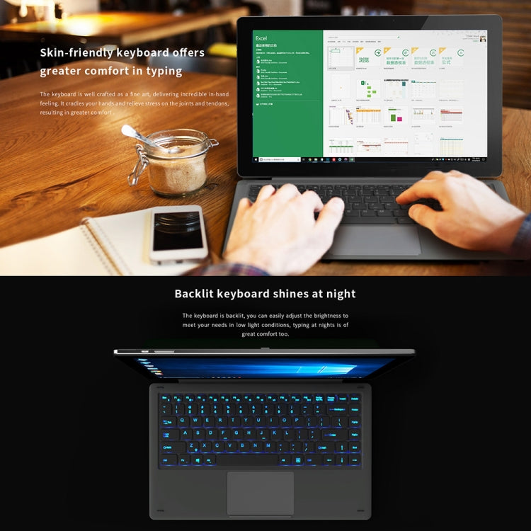 ALLDOCUBE KNote X 2-in-1 Tablet, 13.3 inch, 8GB+128GB, Windows 10 Intel Gemini Lake N4100 Quad-Core Up to 2.4GHz, Support TF Card & Dual Band WiFi & Bluetooth & G-sensor, with Magnetic Keyboard Leather Case (Black+Gray)
