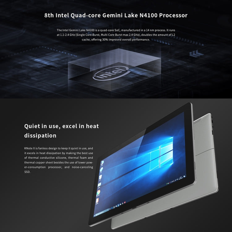 ALLDOCUBE KNote X 2-in-1 Tablet, 13.3 inch, 8GB+128GB, Windows 10 Intel Gemini Lake N4100 Quad-Core Up to 2.4GHz, Support TF Card & Dual Band WiFi & Bluetooth & G-sensor, with Magnetic Keyboard Leather Case (Black+Gray)