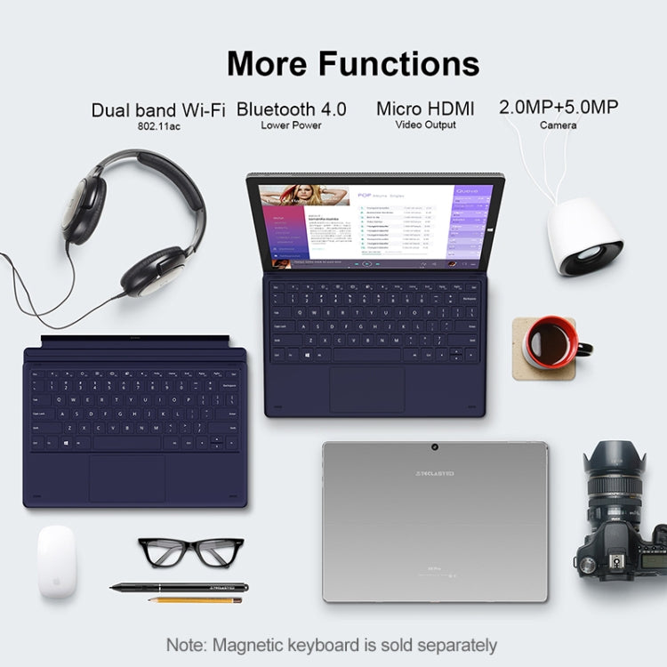 Teclast X6 Pro 2-in-1 Tablet, 12.6 inch, 8GB+256GB, Windows 10 Home, Intel Core M 1.0-2.6GHz, Support OTG & Bluetooth & Dual Band WiFi & HDMI, without Keyboard (Black+Grey)