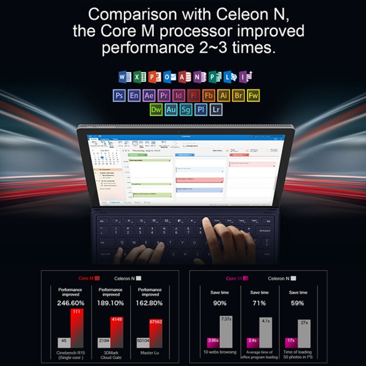 Teclast X6 Pro 2-in-1 Tablet, 12.6 inch, 8GB+256GB, Windows 10 Home, Intel Core M 1.0-2.6GHz, Support OTG & Bluetooth & Dual Band WiFi & HDMI, without Keyboard (Black+Grey)