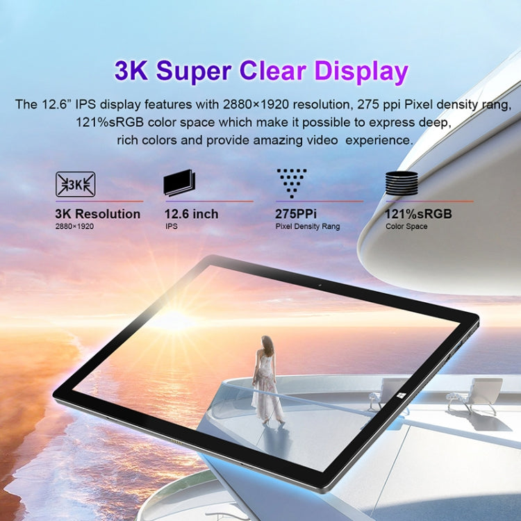 Teclast X6 Pro 2-in-1 Tablet, 12.6 inch, 8GB+256GB, Windows 10 Home, Intel Core M 1.0-2.6GHz, Support OTG & Bluetooth & Dual Band WiFi & HDMI, without Keyboard (Black+Grey)
