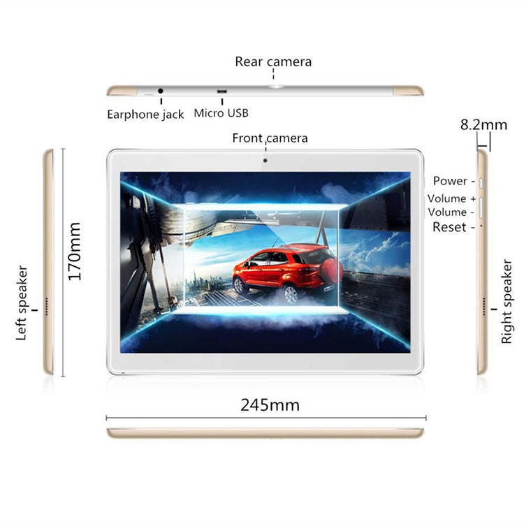 4G Phone Call Tablet PC, 10.1 inch, 4GB+64GB, Android 8.1 MT6797(X20) Deca Core 64-bits, Support Dual SIM / WiFi / Bluetooth / GPS / OTG