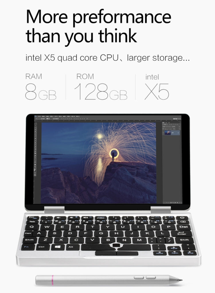 VOYO One Mix Laptop, 7.0 inch, 8GB+128GB, Windows 10 license, Intel Atom CherryTail X5 Z8350 Quad Core up to 1.5GHz, Dual Band WiFi, Bluetooth, USB 3.0(Silver)