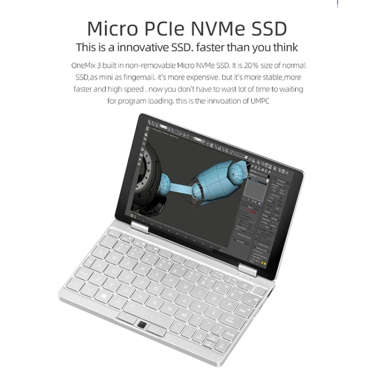 ONE-NETBOOK OneMix 3 Laptop, 8.4 inch, 8GB+256GB, Windows 10 Home, Intel CoRE M3-8100Y, Support Dual Band WiFi & Bluetooth & Fingerprint Unlock(Silver)