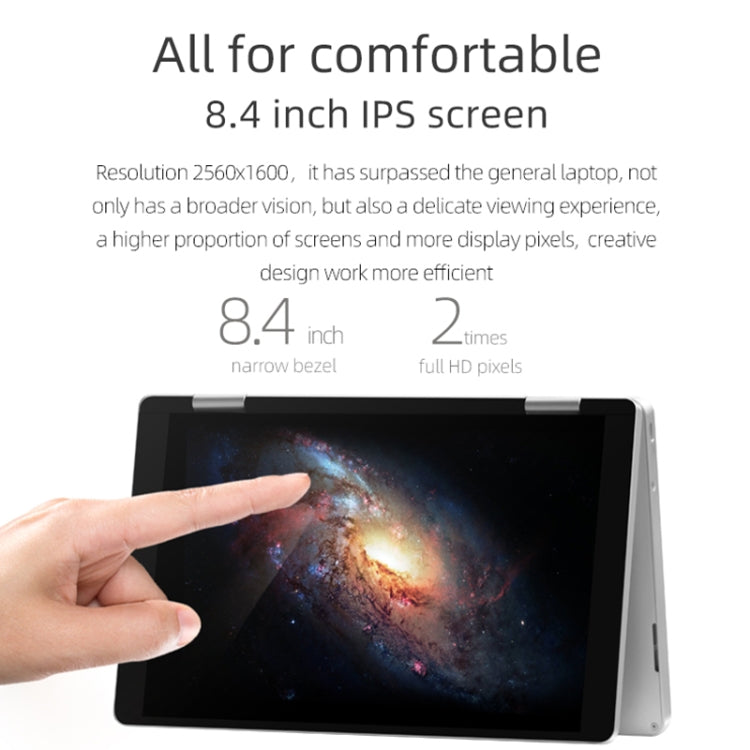 ONE-NETBOOK OneMix 3 Laptop, 8.4 inch, 8GB+256GB, Windows 10 Home, Intel CoRE M3-8100Y, Support Dual Band WiFi & Bluetooth & Fingerprint Unlock(Silver)