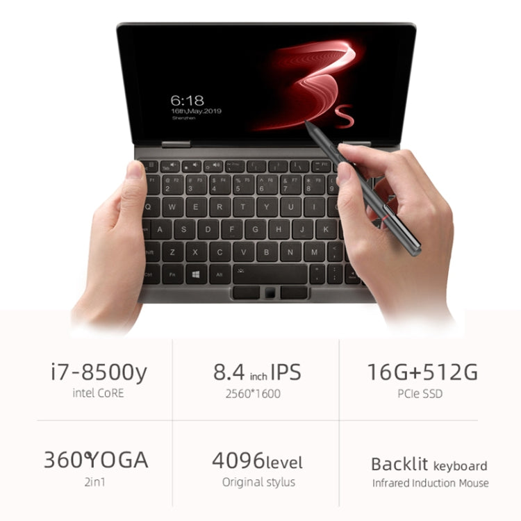 ONE-NETBOOK OneMix 3s Platinum Edition Laptop, 8.4 inch, 16GB+512GB, Windows 10 Home, Intel CoRE i7-8500Y, Support Dual Band WiFi & Bluetooth & Fingerprint Unlock(Grey)