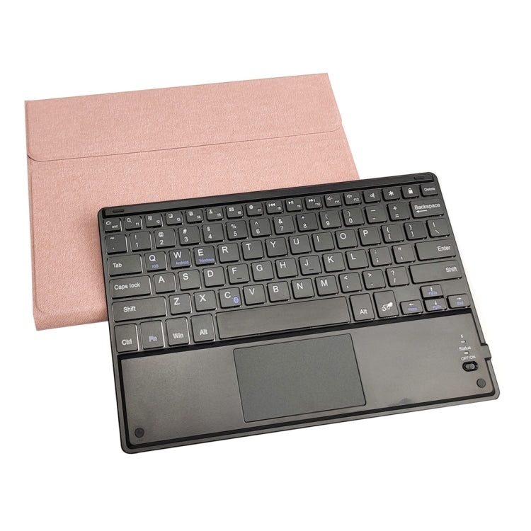 RK102C Detachable Magnetic Plastic Bluetooth Keyboard with Touchpad + Silk Pattern TPU Tablet Case for iPad 10.2, with Pen Slot & Bracket