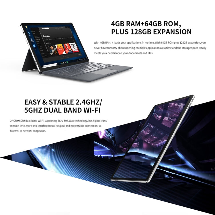 ALLDOCUBE Knote Go 2-in-1 Tablet, 11.6 inch, 4GB+64GB, Windows 10 Intel Apollo Lake N3350 Dual-Core Up to 2.2GHz, Support TF Card & Bluetooth & Dual Band WiFi, with Magnetic Keyboard Leather Case (Black+Gray)