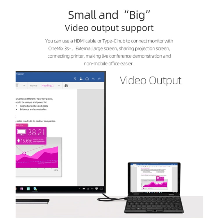 ONE-NETBOOK OneMix 3s+ Laptop, 8.4 inch, 8GB+256GB, Windows 10, Intel CoRE i3-10110Y, Support Dual Band WiFi & Bluetooth & Fingerprint Unlock(Black)