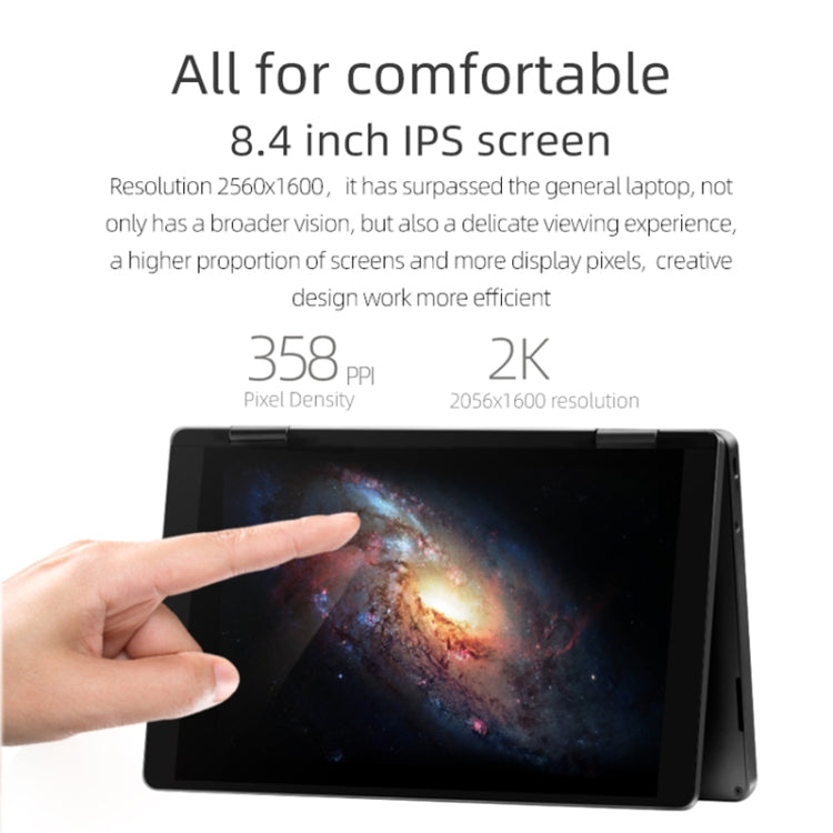 ONE-NETBOOK OneMix 3s+ Laptop, 8.4 inch, 8GB+256GB, Windows 10, Intel CoRE i3-10110Y, Support Dual Band WiFi & Bluetooth & Fingerprint Unlock(Black)