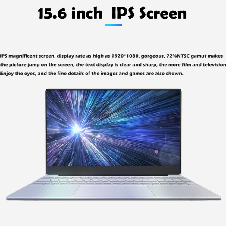 F156-8 15.6 inch Ultra-thin Laptop, 8GB+512GB, Windows 10 OS, Intel Celeron J3455 Quad Core up to 2.3GHz, Support WiFi / Bluetooth / TF Card Extension / Mini HDMI(Silver)