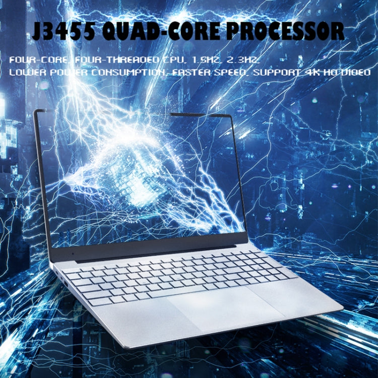 F156-8 15.6 inch Ultra-thin Laptop, 8GB+512GB, Windows 10 OS, Intel Celeron J3455 Quad Core up to 2.3GHz, Support WiFi / Bluetooth / TF Card Extension / Mini HDMI(Silver)