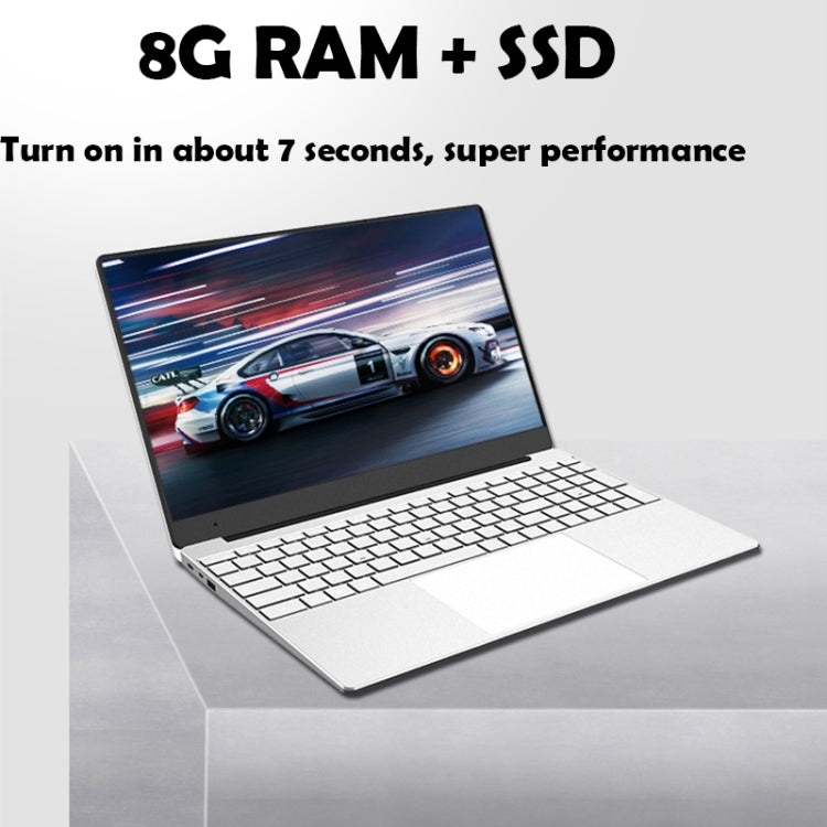 F156-8 15.6 inch Ultra-thin Laptop, 8GB+512GB, Windows 10 OS, Intel Celeron J3455 Quad Core up to 2.3GHz, Support WiFi / Bluetooth / TF Card Extension / Mini HDMI(Silver)
