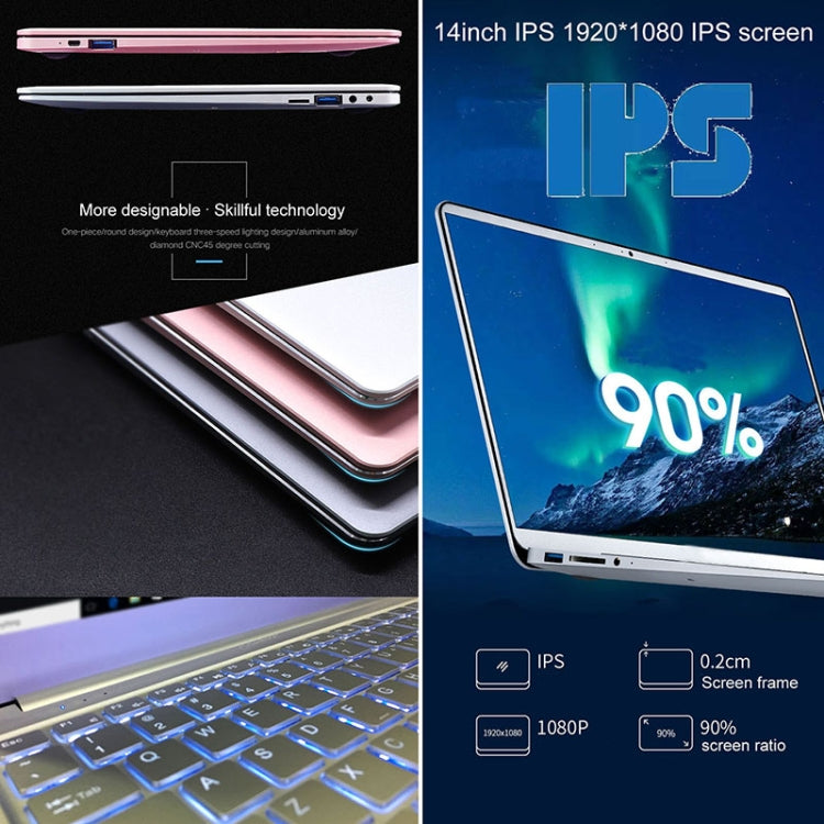 F15 14 inch Ultra-thin Laptop, 8GB+256GB, Windows 10 OS, Intel Core i7-4500U Dual Core Four Threads 1.8GHz, Support WiFi, Bluetooth, SD/MMC/MS Card Extension, Mini HDMI