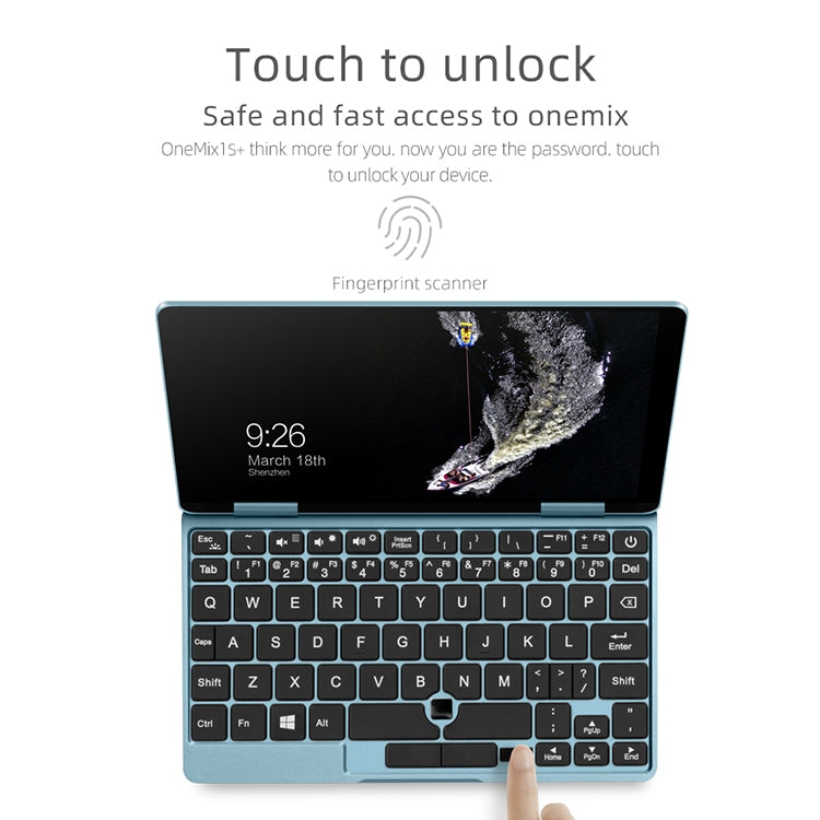 ONE-NETBOOK OneMix 1s+ Laptop, 7.0 inch, 8GB+256GB, Windows 10 Intel Core M3-8100Y, Support Dual Band WiFi & Bluetooth & Fingerprint Unlock(Baby Blue)